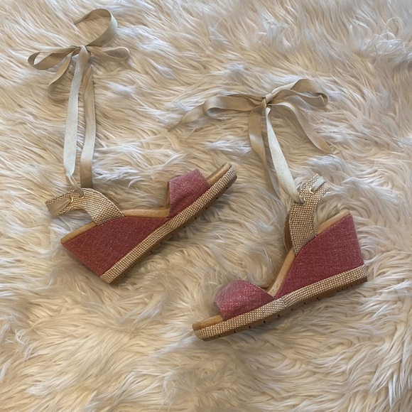 Flexi Sparkly Red Espadrilles Ankle Wrap Wedge Sandals Size 7 - Picture 9 of 12